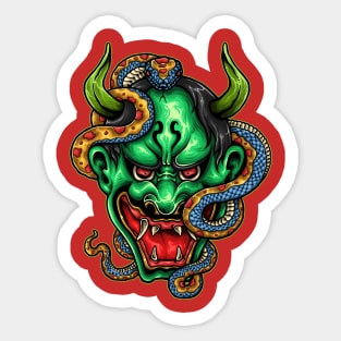 Japanese Demon with Snake Sticker